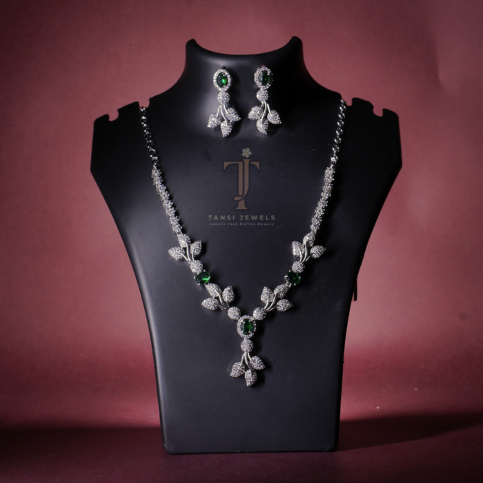 Leafy Emerald Necklace by Tansi Jewels