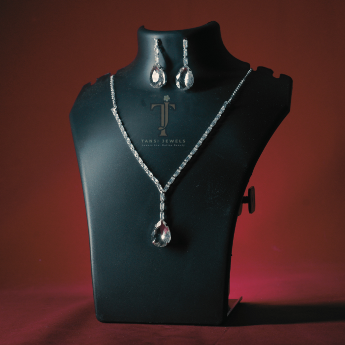 White droplet necklace by tansi jewels